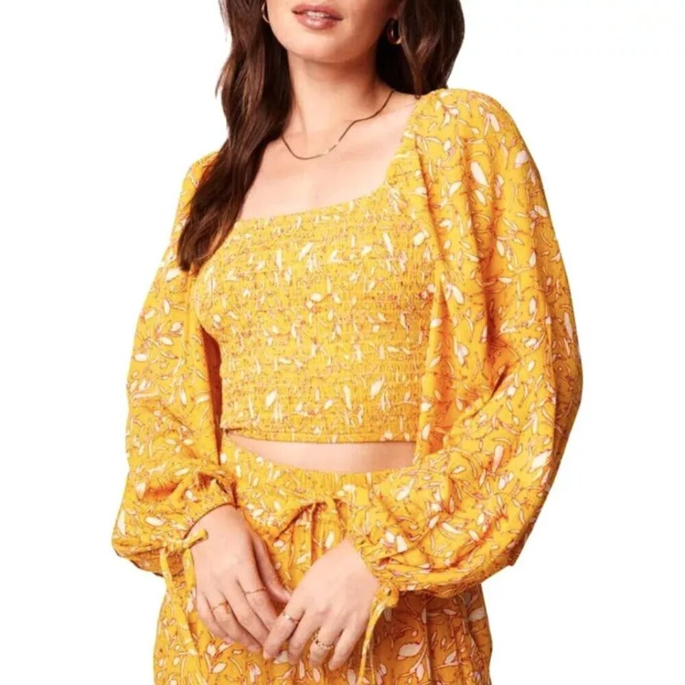 B.O.G. Collective Isabelle Crop Top Sz XL Balloon Sleeve Smocked Bodice NEW - Picture 4 of 8